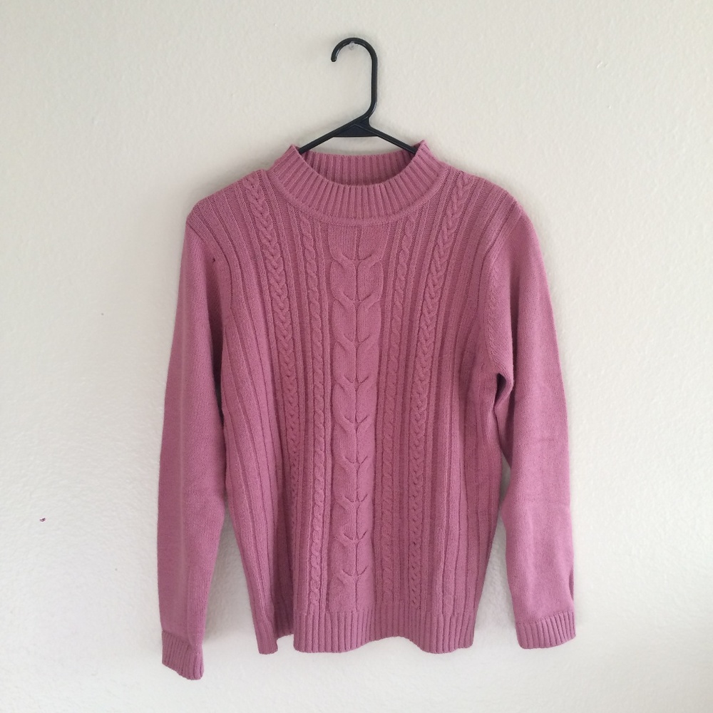 ✨spring sale! ✨80s rose pink mock neck sweater